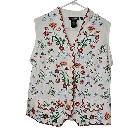 Twiggy Jackets & Blazers - Twiggy London Embroidered Vest Pristine Condition Button Up Tie Back Womens XL